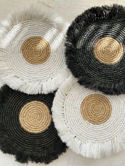 Set of 8 Handwoven Boho Wall Baskets with Fringe – Versatile Natural Decor for All Seasons