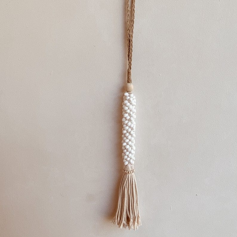 Shell Tassel Hanger Rope – Coastal Boho Decor in White or Beige Styles White