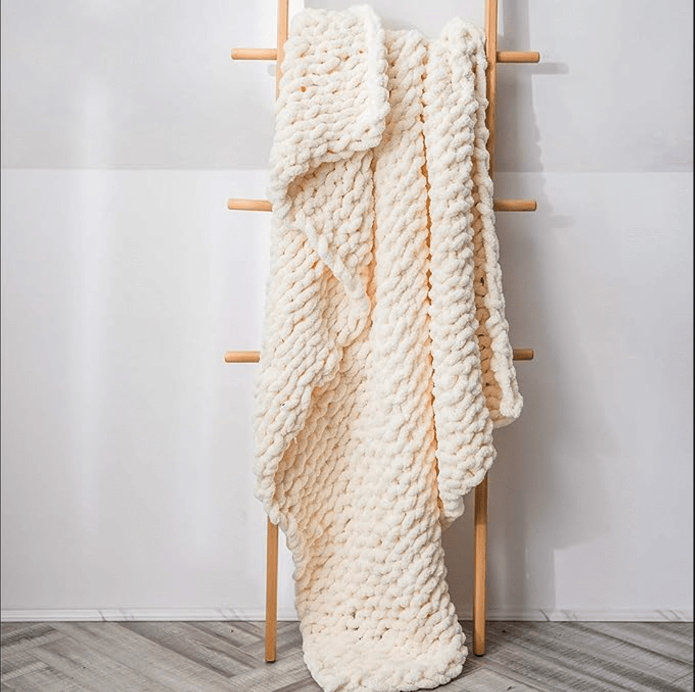 Soft and Cozy Chunky Knit Chenille Throw Blanket - Boho Home Decor - Beige 32x32