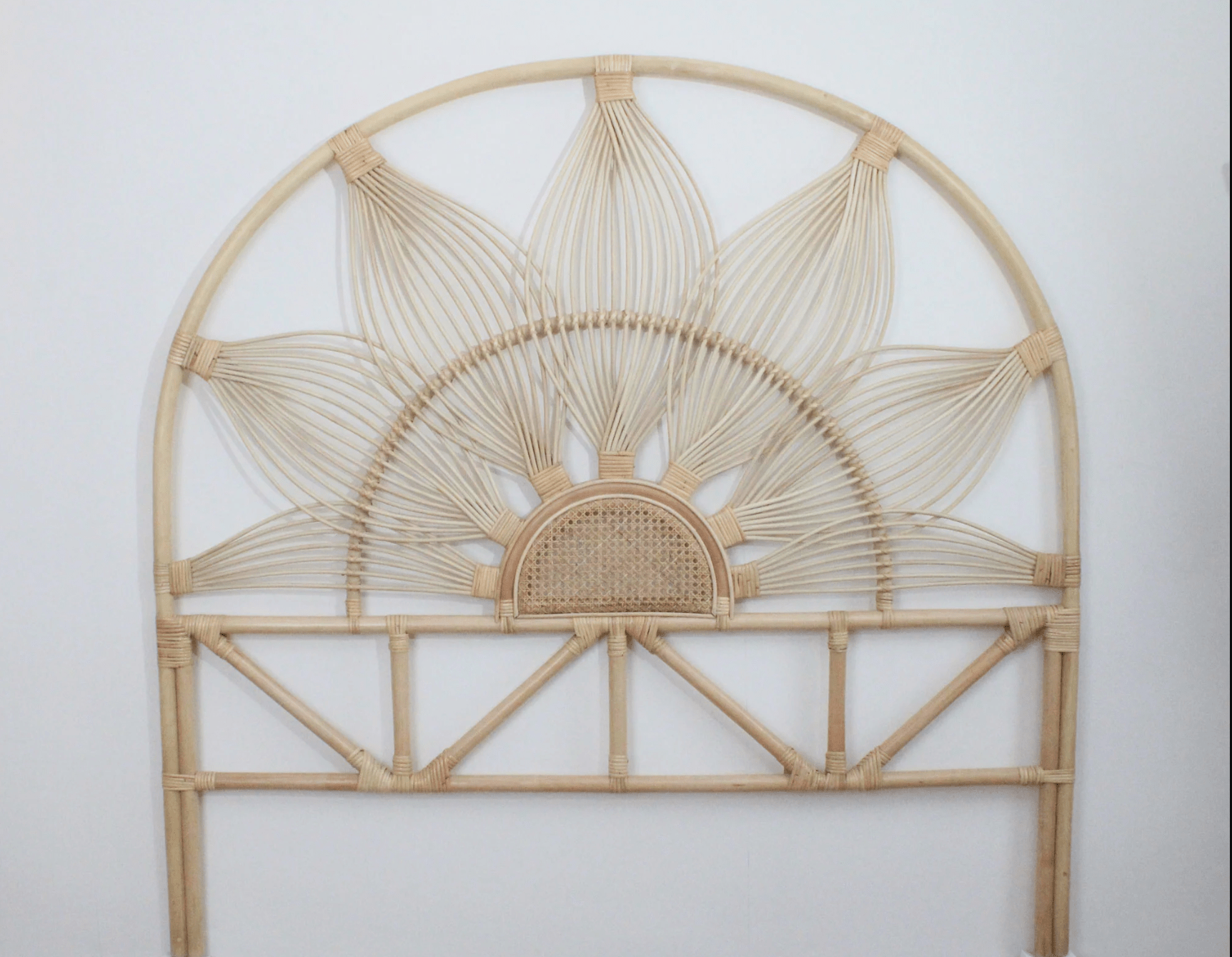 Sunflower Rattan Queen Headboard, Natural - Artisan Craftsmanship, Tropical and Bohemian Decor - Create Your Relaxing Retreat