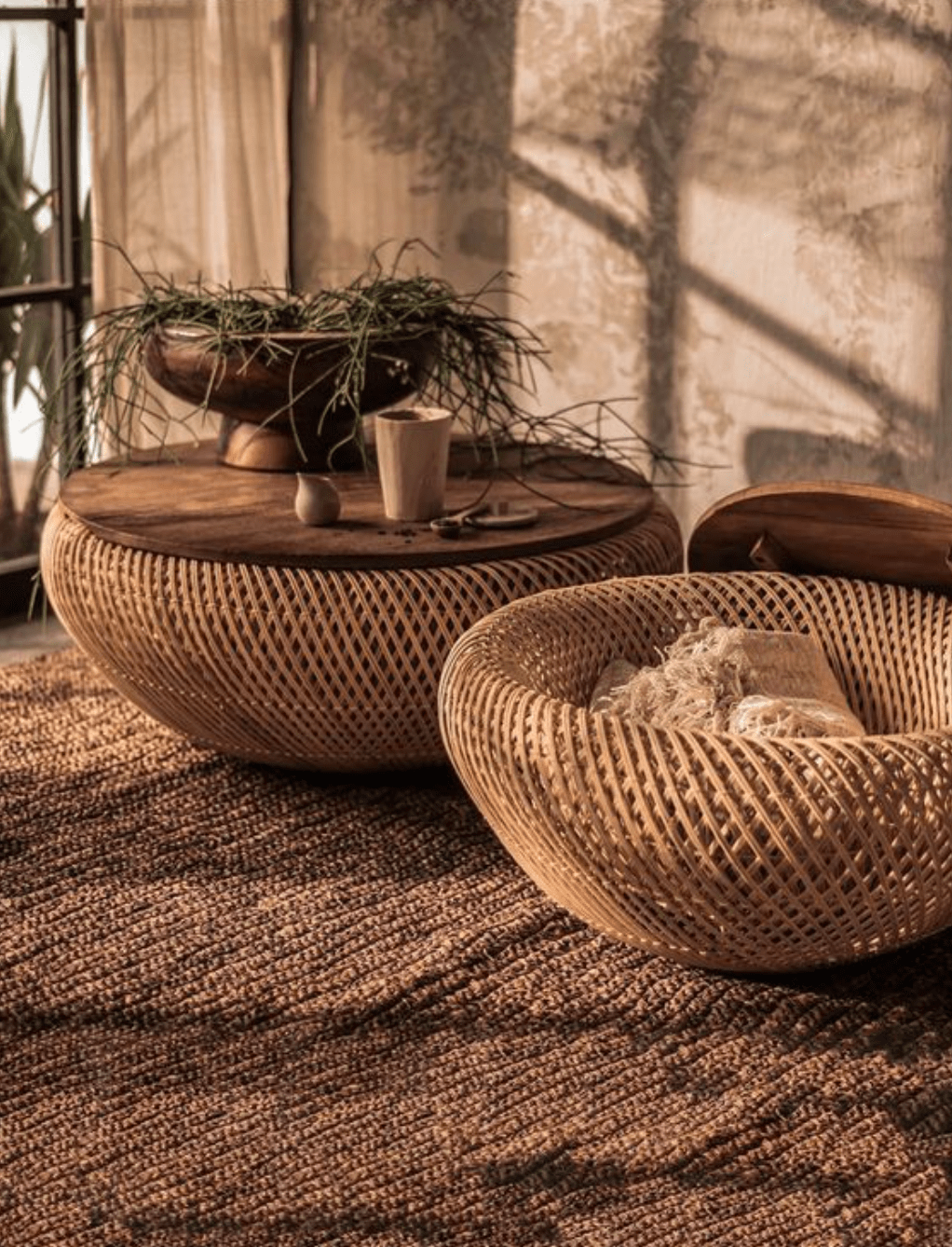 Teak and Rattan Storage Coffee Table - Solid Wood Lift-Top Design with Wicker Rattan Base - Fully Assembled - Handcrafted with Sustainably Sourced Materials