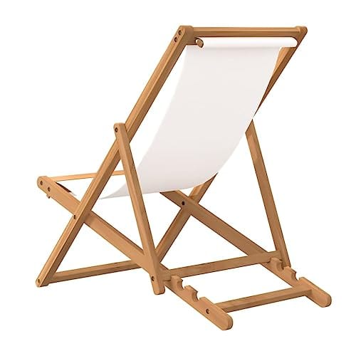 Teak Deck Chair – Ergonomic Outdoor Patio Furniture for Poolside, Bistro, or Garden, Brown and Cream