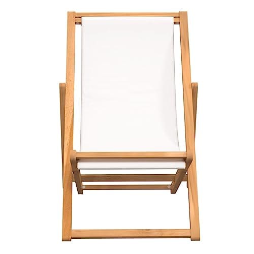 Teak Deck Chair – Ergonomic Outdoor Patio Furniture for Poolside, Bistro, or Garden, Brown and Cream