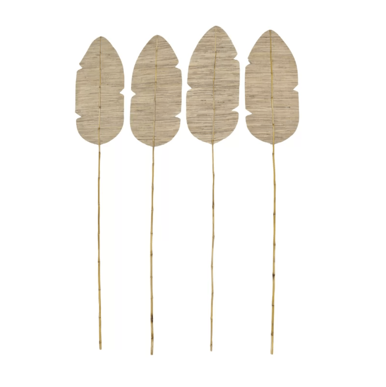 Tropical Palm Leaf and Decorative Fan Vase Fillers Sculpture - Set of 4