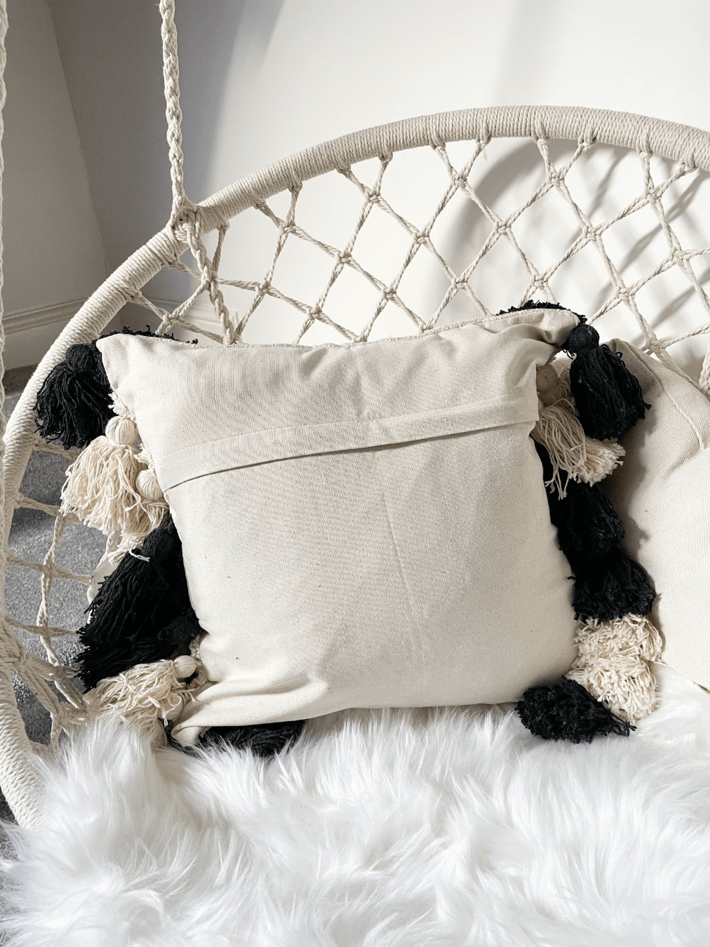 Tufted Decorative Throw Pillow Cover with Tassels