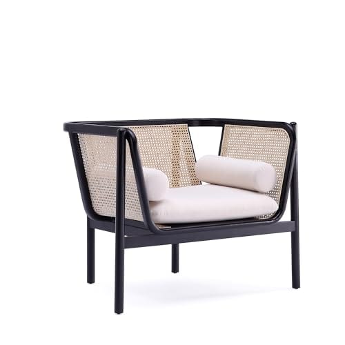 Versailles Reading Accent Chair – Stylish Cane Frame with Rustic Woven Seat