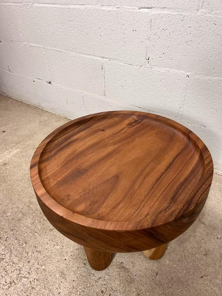 Wabi-Sabi Round End Table – Solid Suar Wood Side Table, Handmade and Eco-Friendly, 46" x 37" H