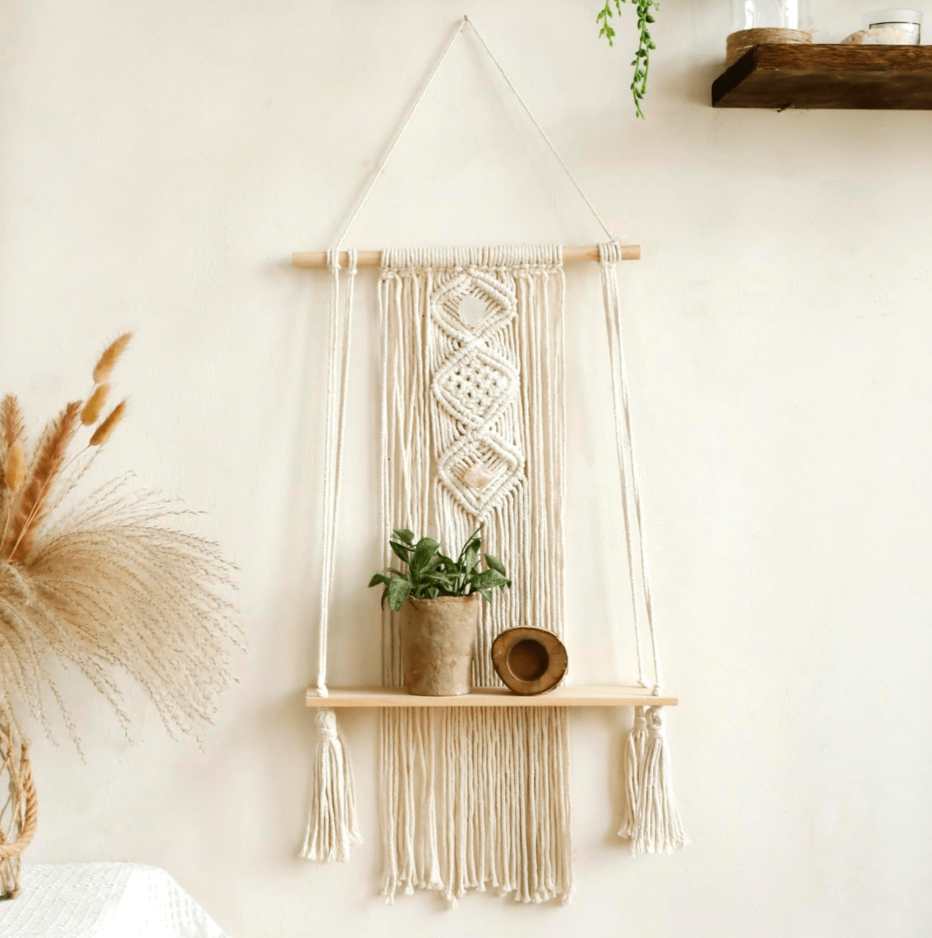 Wall Hanging Shelf: Handmade Storage & Decor for Living Room, Bedroom, Kitchen - Wall Mount Art Rack for Home Organization