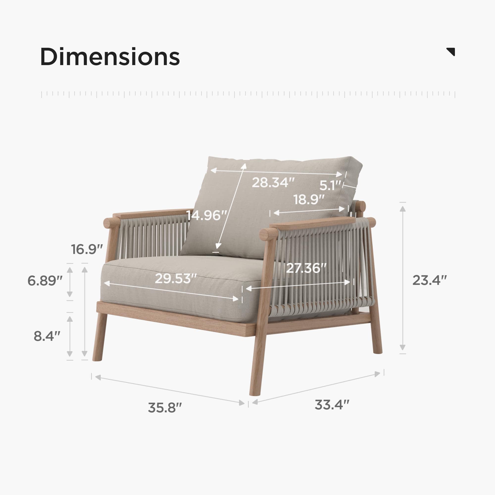 Weather-Resistant Aluminum Patio Armchair with Quick-Dry Cushions, Light Khaki