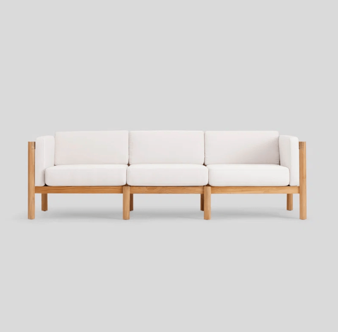 Weather-Resistant Solid Teak Outdoor Sofa – Modular Patio Furniture for Year-Round Use