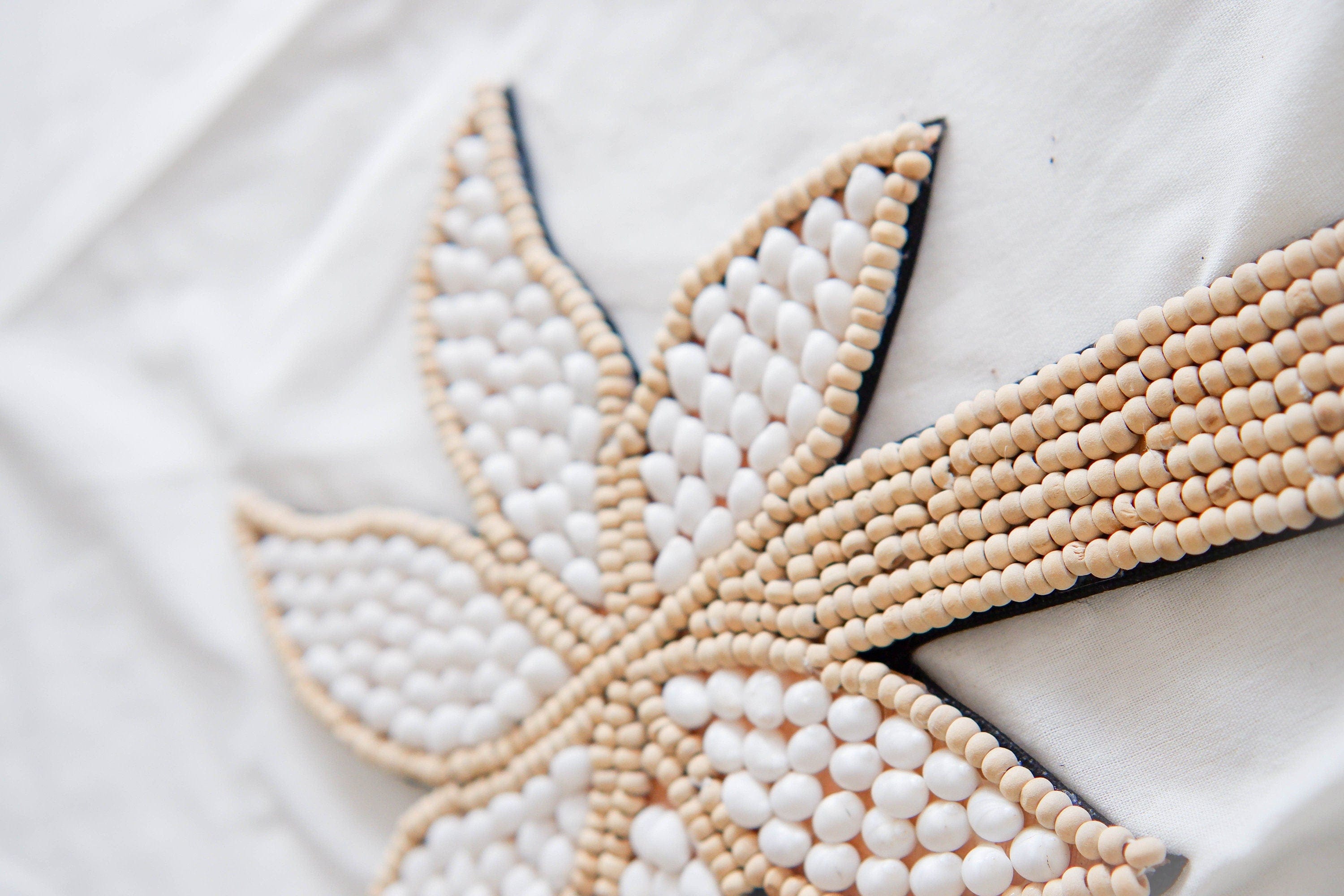 White Shell Wall Hanging – Coastal Nursery and Boho Kids Room Decor