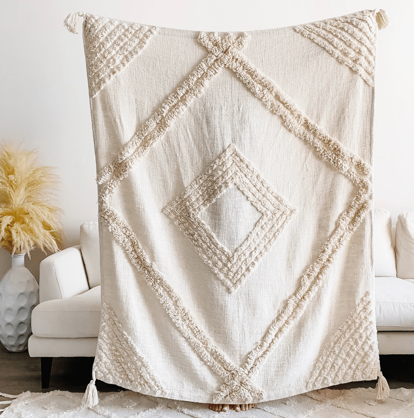 Woven Boho Throw Blanket for Couch - Aesthetic Bohemian Style, Comfortable and Stylish