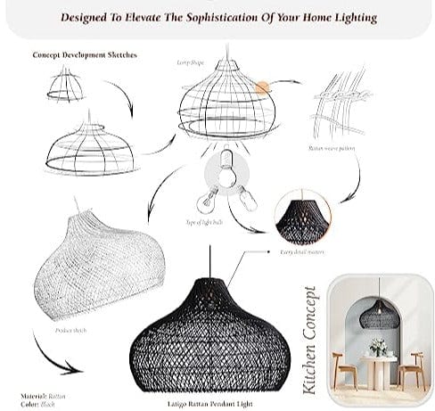 Artisanal Rattan Pendant Light - Captivating Design, Natural Materials - 26*19.5 inches