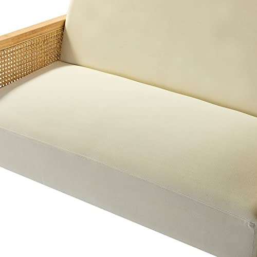 Beige Comfortable Loveseat Sofa for Small Spaces - Mid Century Modern Design