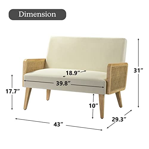 Beige Comfortable Loveseat Sofa for Small Spaces - Mid Century Modern Design