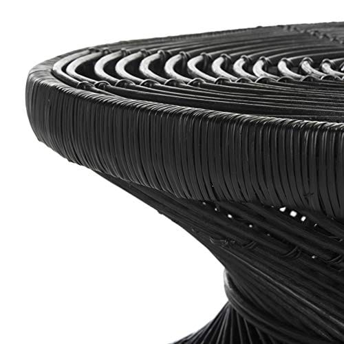 Black Rattan Coffee Table | Handcrafted with Intricate Weaves | Versatile Design for Living Rooms, Bedrooms, and More