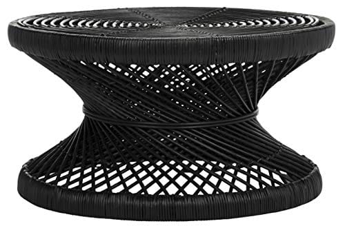 Black Rattan Coffee Table | Handcrafted with Intricate Weaves | Versatile Design for Living Rooms, Bedrooms, and More