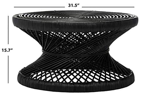 Black Rattan Coffee Table | Handcrafted with Intricate Weaves | Versatile Design for Living Rooms, Bedrooms, and More