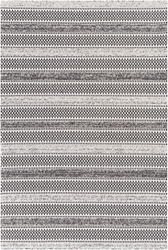 Bohemian Black and Cream Area Rug - 6'7" x 9' Modern Cotton Rug for Living Room, Bedroom or Kitchen