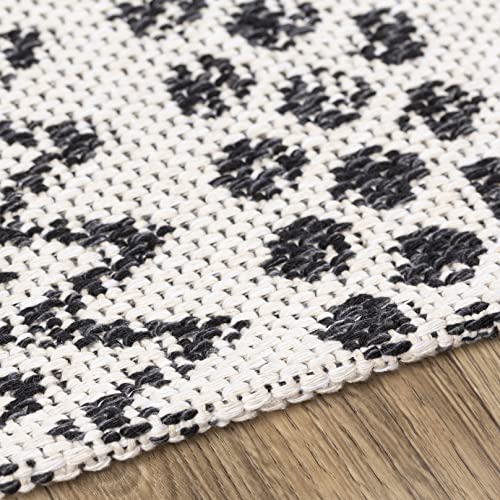 Bohemian Cream Area Rug - 8x10 Modern Black/Cream/White Carpet for Living Room, Bedroom, Kitchen (7'10" x 10'2")