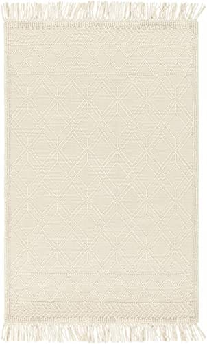 Bohemian/Global Beige Area Rug - Handwoven 8x10 Wool Rug for Living Room, Bedroom, Kitchen (8' x 10')