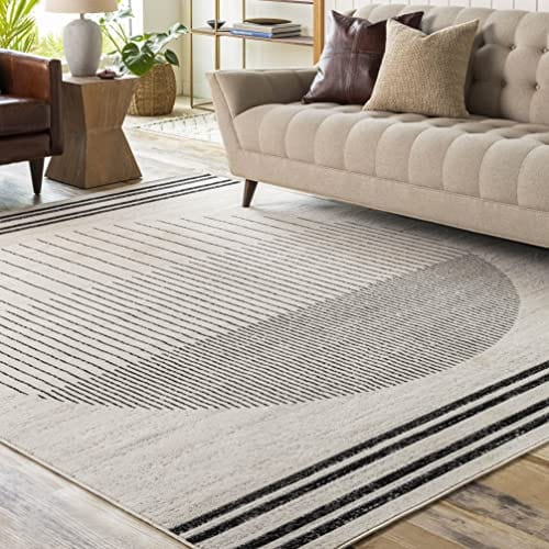 Bohemian Gray Area Rug – 5' x 7' | Modern Design, Durable & Stain-Resistant | Perfect for Living Room, Bedroom, and High-Traffic Areas | Soft Medium Pile