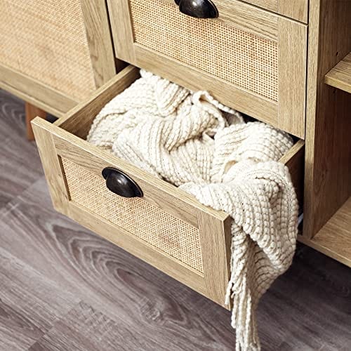 Bohemian Rattan Sideboard Cabinet - Storage and Buffet Console Table for Modern Homes