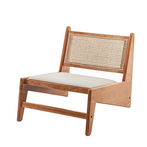 Boho Accent Rattan Chair - Ergonomic, Durable, and Stylish Side Corner Comfy Chair for Living Room, Bedroom, Balcony Reading - Beige