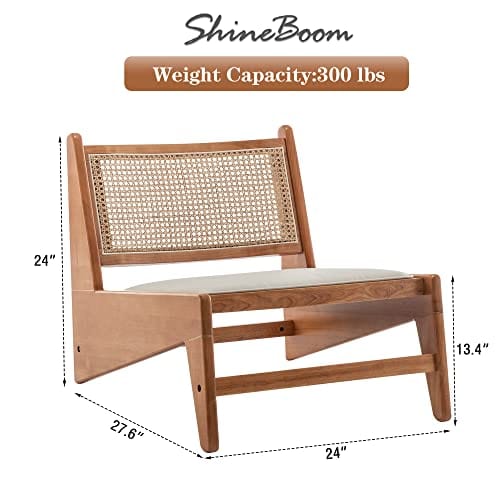 Boho Accent Rattan Chair - Ergonomic, Durable, and Stylish Side Corner Comfy Chair for Living Room, Bedroom, Balcony Reading - Beige