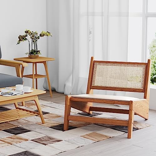 Boho Accent Rattan Chair - Ergonomic, Durable, and Stylish Side Corner Comfy Chair for Living Room, Bedroom, Balcony Reading - Beige