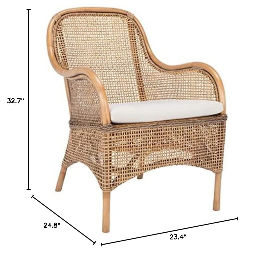 Boho Chic Rattan Accent Chair - Handwoven Natural Wicker Chair for Living Room, Bedroom, and Patio