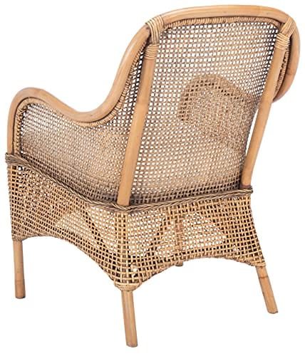 Boho Chic Rattan Accent Chair - Handwoven Natural Wicker Chair for Living Room, Bedroom, and Patio