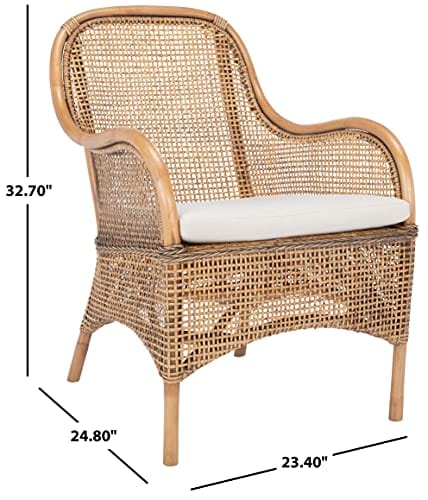 Boho Chic Rattan Accent Chair - Handwoven Natural Wicker Chair for Living Room, Bedroom, and Patio