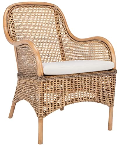 Boho Chic Rattan Accent Chair - Handwoven Natural Wicker Chair for Living Room, Bedroom, and Patio