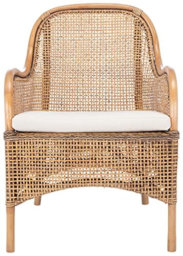 Boho Chic Rattan Accent Chair - Handwoven Natural Wicker Chair for Living Room, Bedroom, and Patio