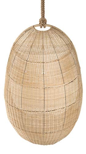 Brown Cocoon Wicker Seat Cushion Hanging Swing Chair - Natural Beauty and Cozy Comfort