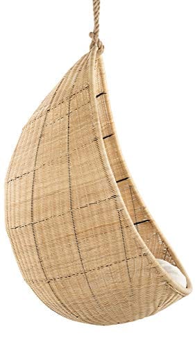 Brown Cocoon Wicker Seat Cushion Hanging Swing Chair - Natural Beauty and Cozy Comfort