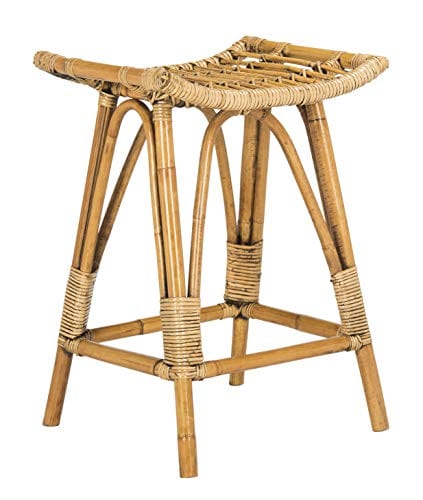 Brown Rattan 26-inch Counter Stool - Honey Brown Finish - Natural Mindy Wood