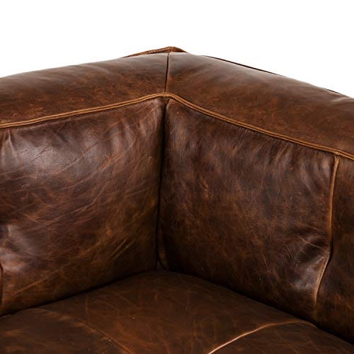 Chocolate Brown Full-Grain Semi-Aniline Leather Sofa with Minimalist Design