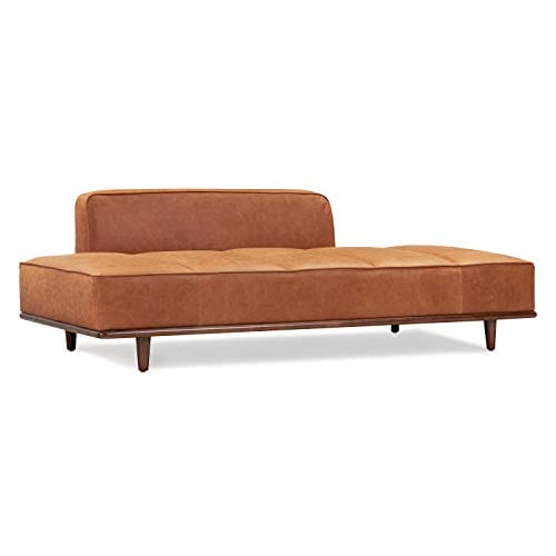 Cognac Tan Full-Grain Leather Daybed - Elegant Versatility for Relaxation