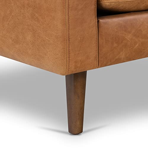 Cognac Tan Full-Grain Leather Lounge Chair - Timeless Elegance and Uncompromising Comfort