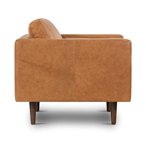 Cognac Tan Full-Grain Leather Lounge Chair - Timeless Elegance and Uncompromising Comfort