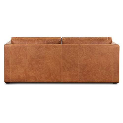 Cognac Tan Full-Grain Leather Sleeper Sofa - Comfort and Style Combined