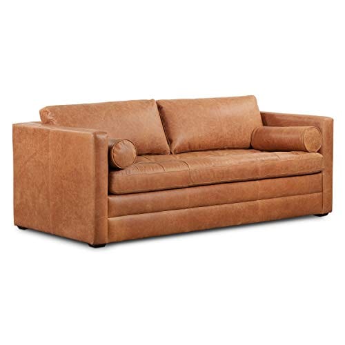 Cognac Tan Full-Grain Leather Sleeper Sofa - Comfort and Style Combined