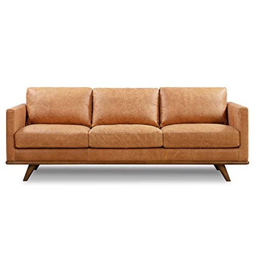 Cognac Tan Leather Sofa | Full-Grain Pure-Aniline Upholstery | Elegant Design & Comfort