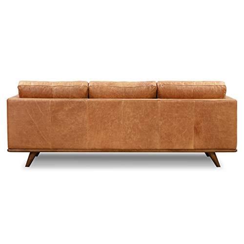 Cognac Tan Leather Sofa | Full-Grain Pure-Aniline Upholstery | Elegant Design & Comfort