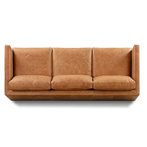 Cognac Tan Leather Sofa | Full-Grain Pure-Aniline Upholstery | Elegant Design & Comfort