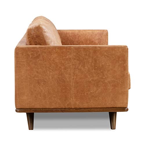 Cognac Tan Leather Sofa | Full-Grain Pure-Aniline Upholstery | Elegant Design & Comfort