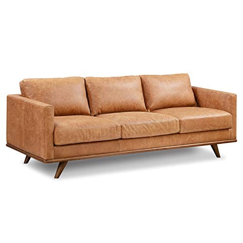 Cognac Tan Leather Sofa | Full-Grain Pure-Aniline Upholstery | Elegant Design & Comfort