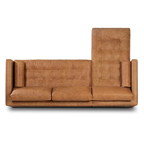 Cognac Tan Left-Facing Sectional Leather Couch - Timeless Elegance and Unmatched Comfort